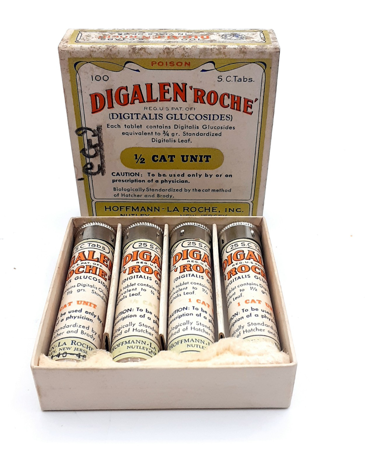Vintage 1930’s-1940’s Digalen Roche NOS Hoffman-La Roche, Inc. Nutley NJ 4 Tubes