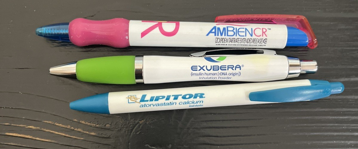 Ambien Lipitor Exubera Metal Plastic PENS Drug Rep Pharmaceutical Promo Lot of 3