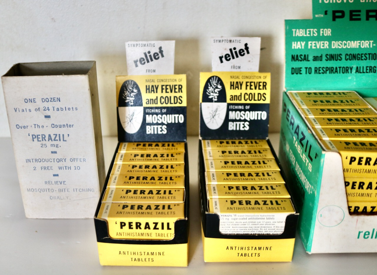 PERAZIL vintage EMPTY display lot promo Burroughs Wellcome