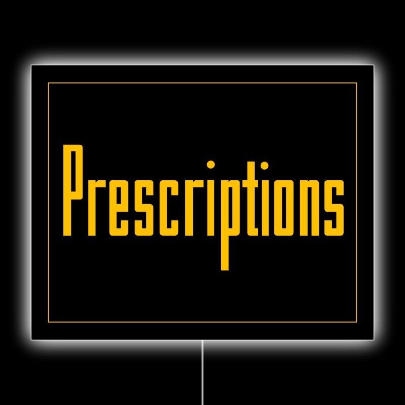 Pharmacy, Drug Story Theme PRESCRIPTIONS NEW LED Hanging Lighted Sign: 18×23″