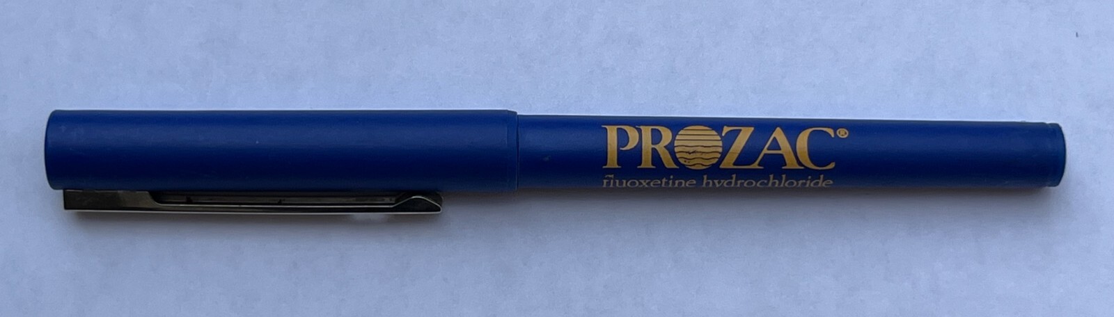 Vintage Bic Blue Prozac Micro Metal Ball Point Pen Made in USA