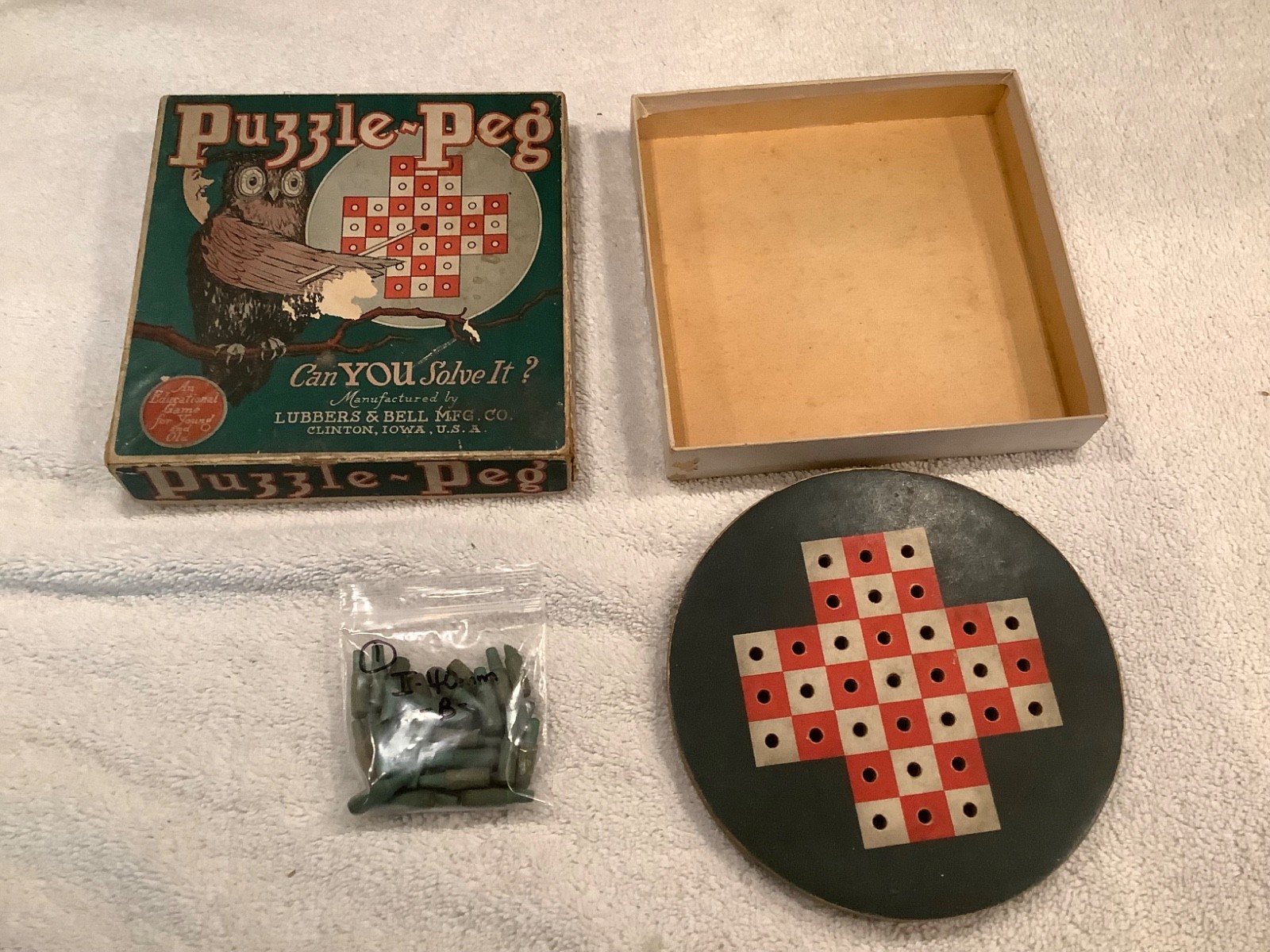 Vintage Puzzle-Peg Solitaire Game by Lubbers & Bell Mfg. Co.
