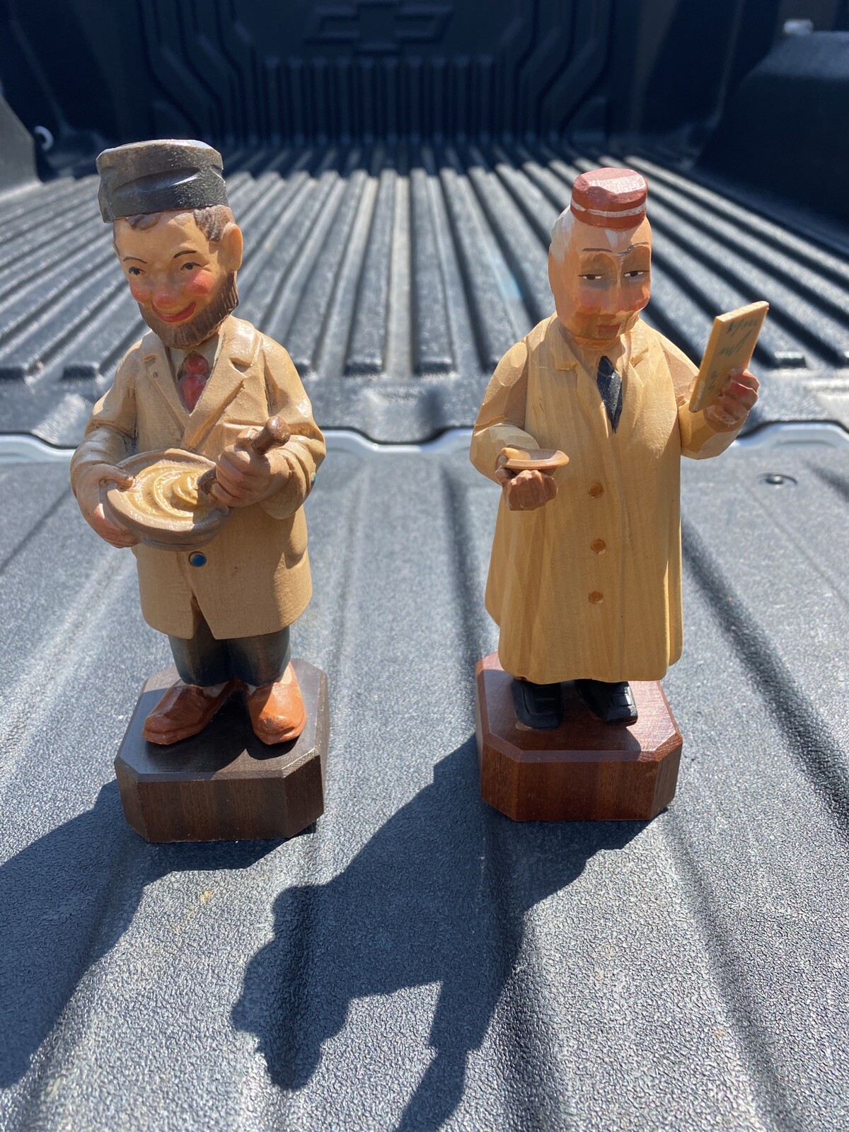 RARE Vintage Anri Italy Hand Carved Wood Pharmacist Figurines w Labels