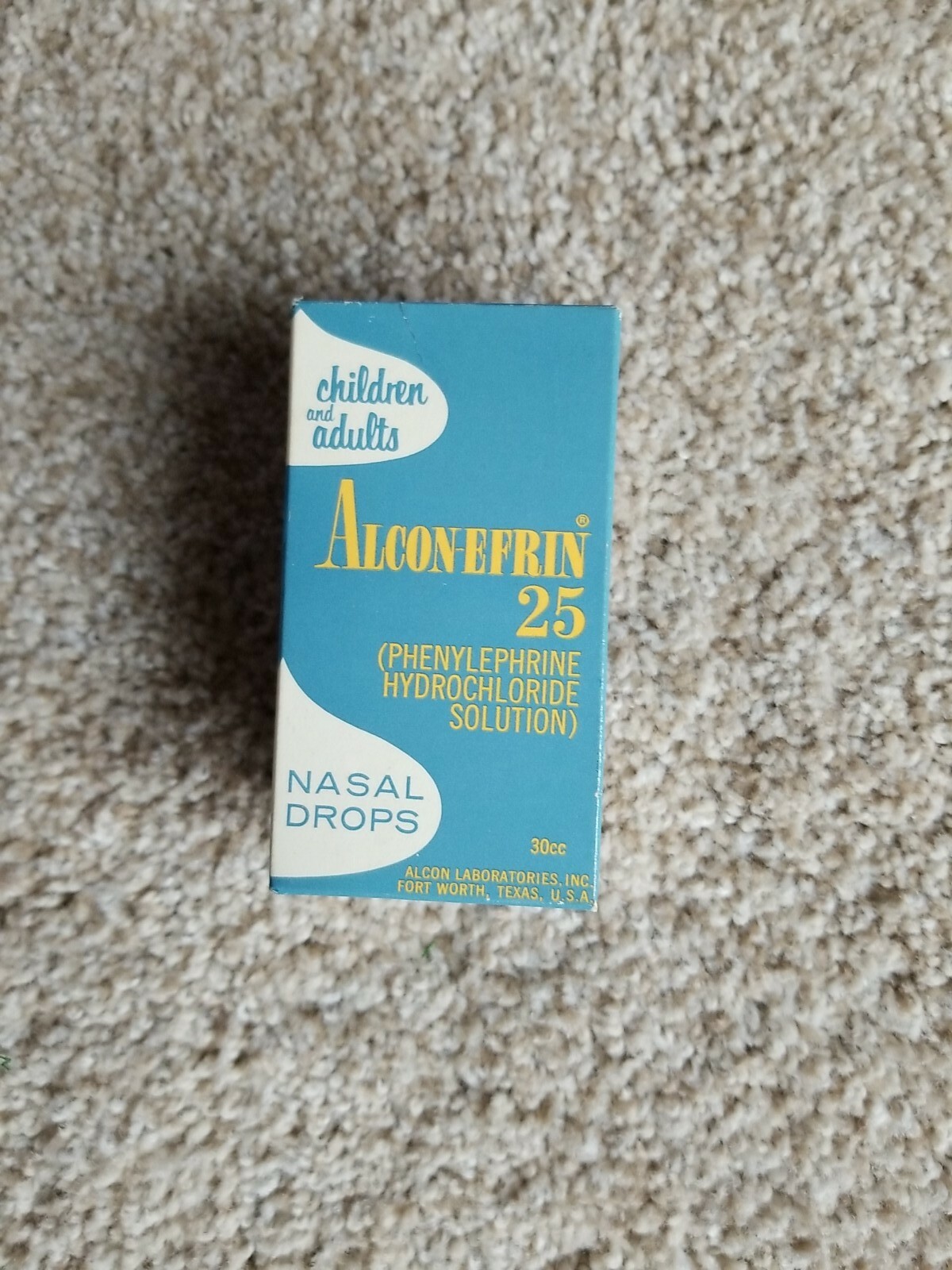 Alcon-Efrin Nasal Drops Vintage Medicine Packaging Laboratories Baby Fort Worth