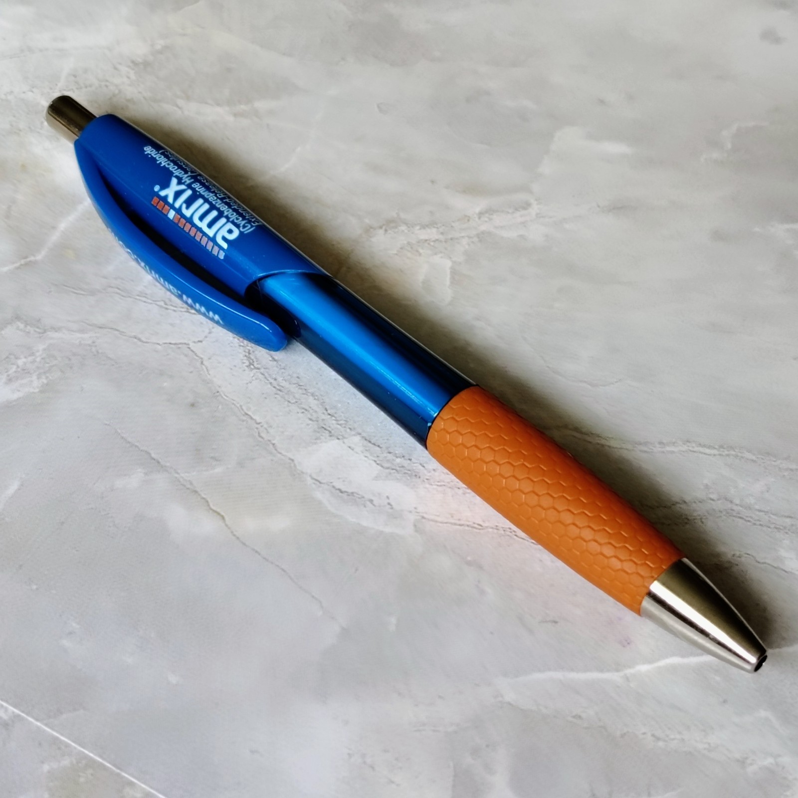 HTF Amrix Pharmaceutical Drug Rep Promo Advertising Pen RARE Blue Orange