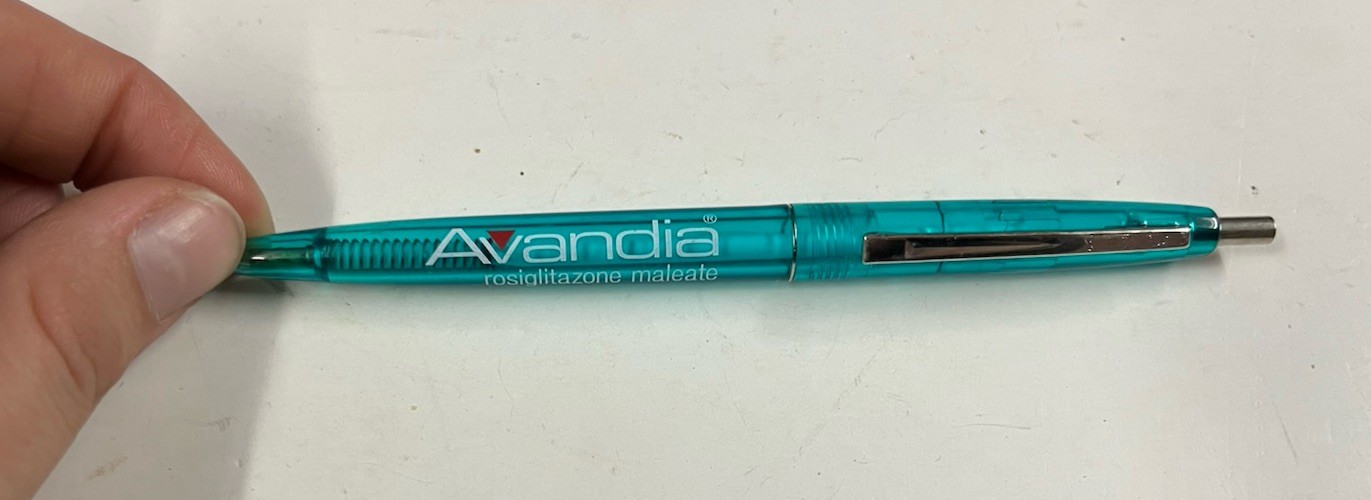 Avandia Rosiglitazone Pharmaceutical Drug Rep Collectible Plastic Promo Pen