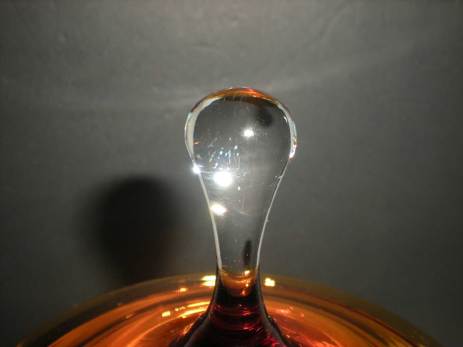 12″ Amber Apothecary Jar Empoli Italian Canister Circus Tent Lid Vtg Hand Blown