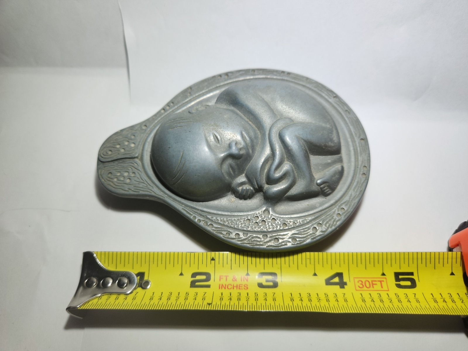 Vtg 1950-60s Parke-Davis Tabron Pharmaceutical Fetus Baby Pewter Paperweight
