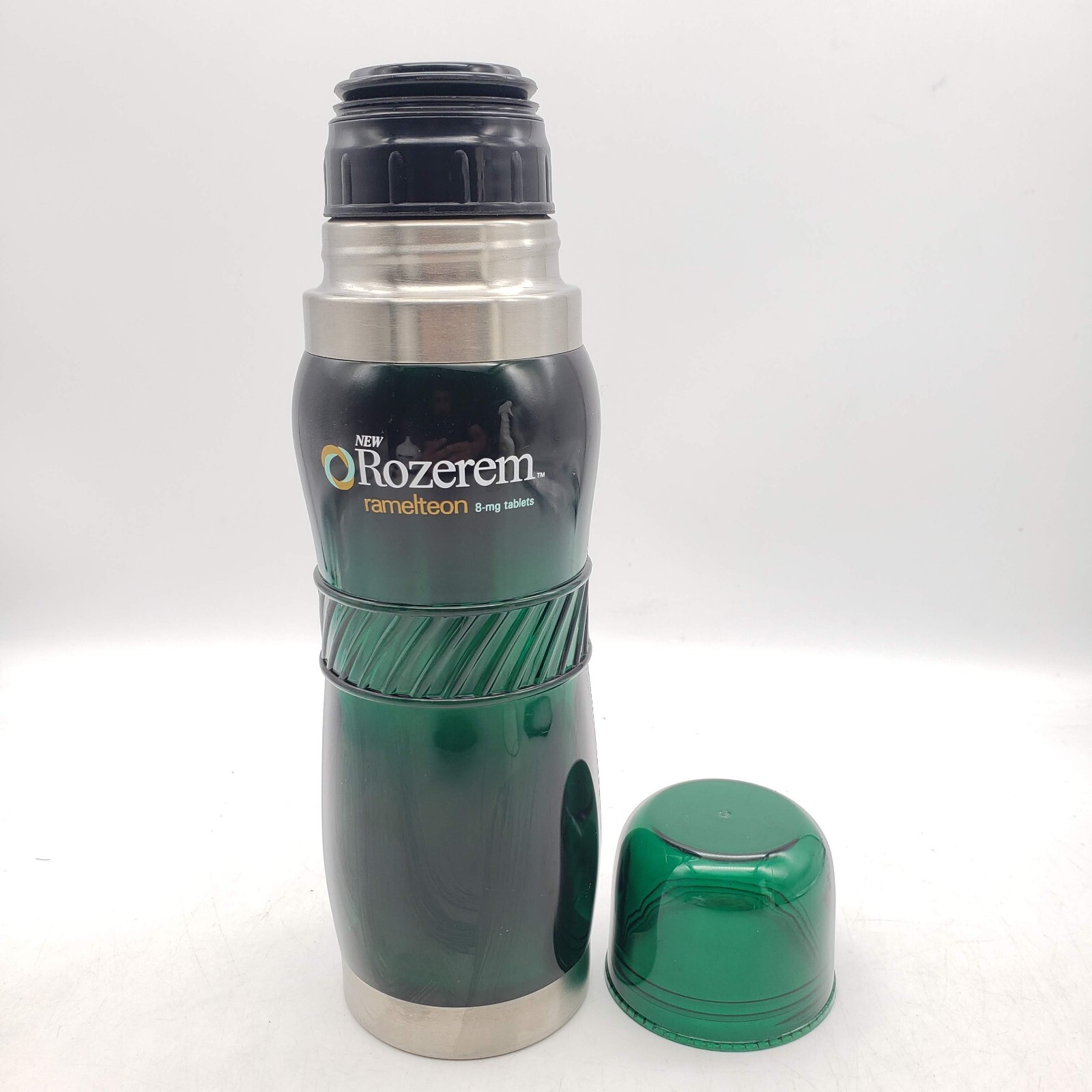 ROZEREM Coffee Thermos Bottle 9.5″ Drug Rep Promo Ramelteon Insomnia Green