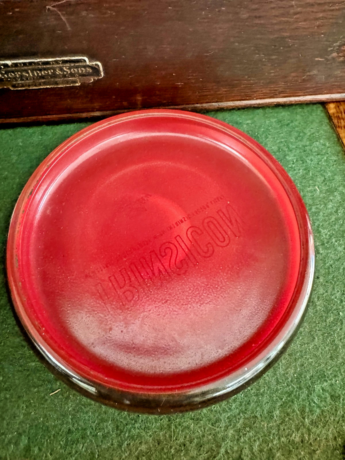 Vintage Eli Lilly Trinsicon Glass Paperweight Red Blood Cell Medical Advertising