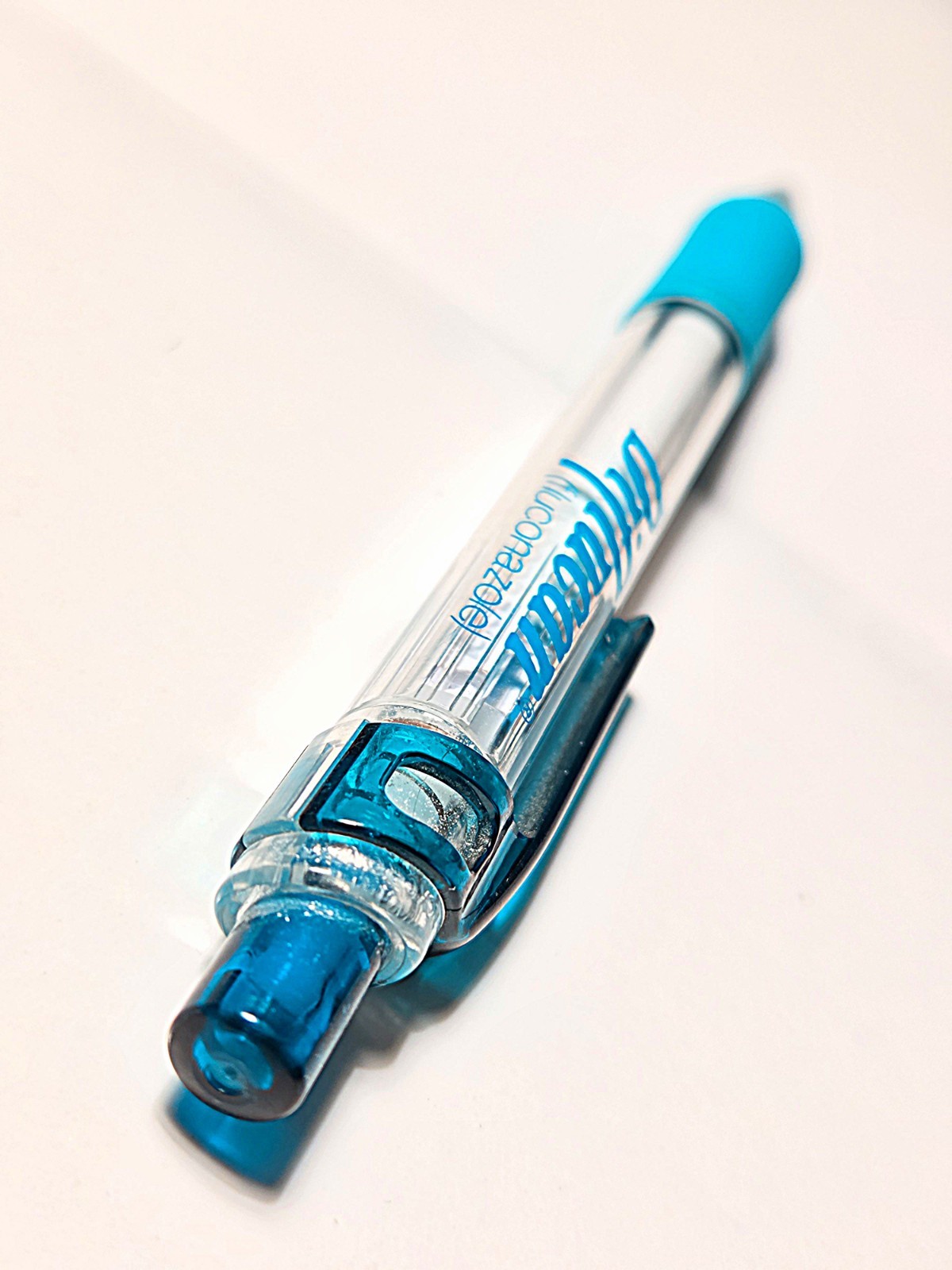 Vintage Pfizer Diflucan Translucent Teal Click Ballpoint Pen Drug Rep Pharmacy