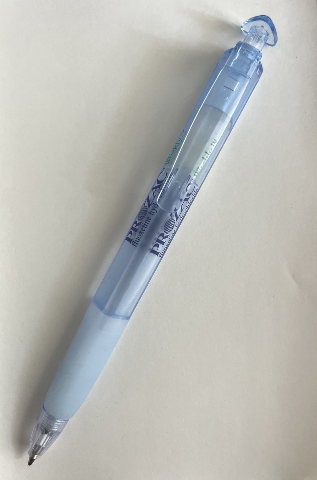 Rare Prozac Weekly Eli Lilly Medical Drug Rep Pharmaceutical Pen Clear Blue