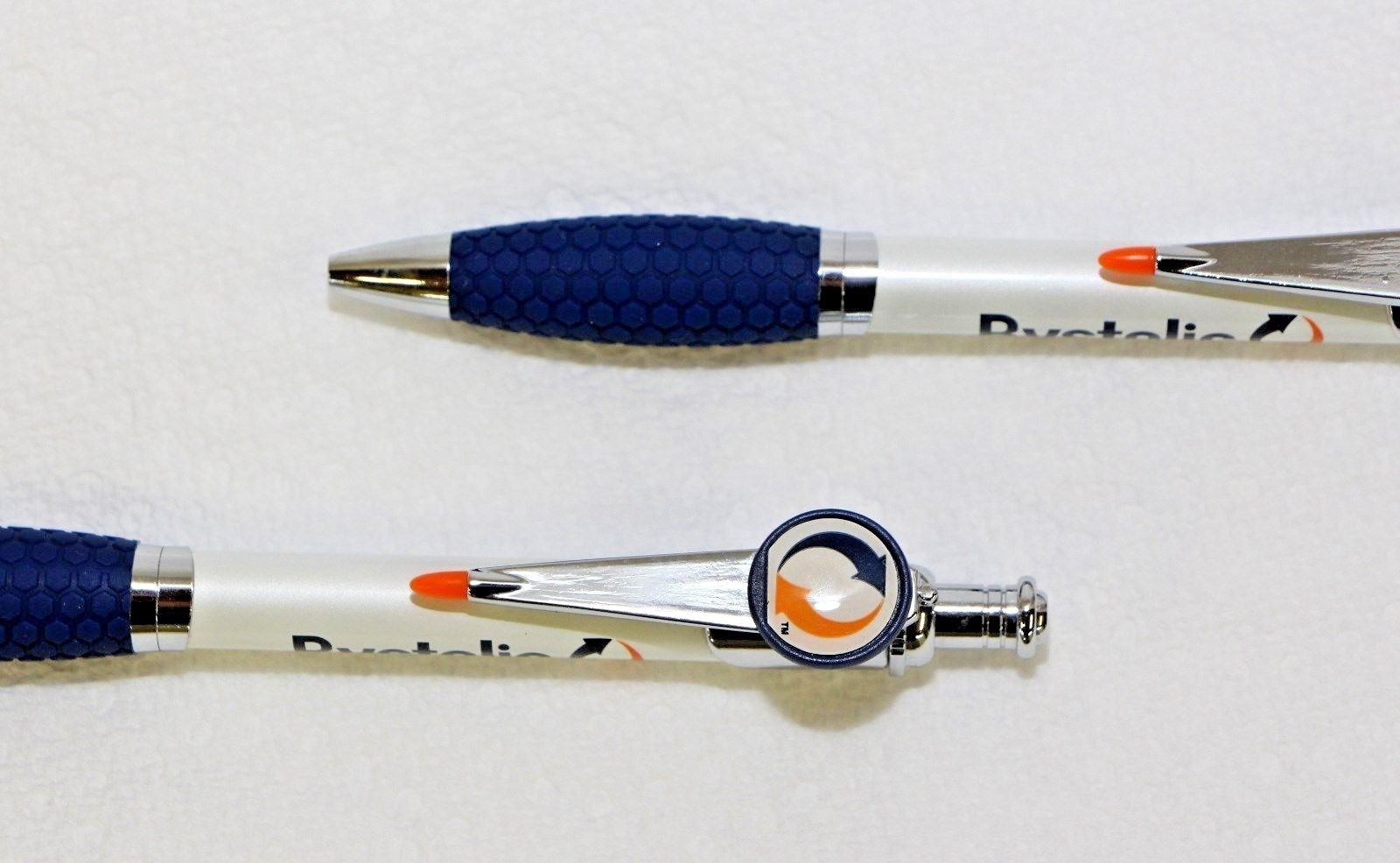 Pharmaceutical Bystolic Pens 2 Heavy Metal White and Blue New in Sleeve