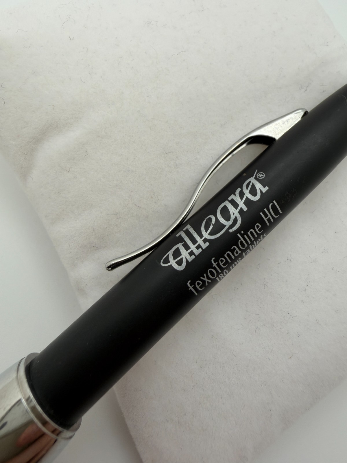 Allegra Fexofenadine HCl Pharma Metal Pen Tested & Working Black Silver RARE