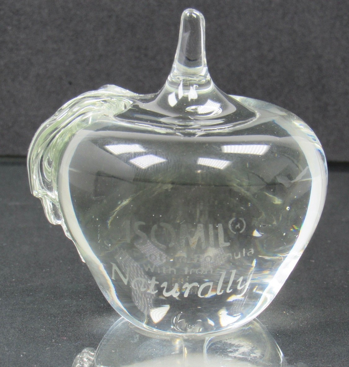 Isomil Glass Apple Shaped Paperweight Drug Rep Pharmaceutical Promo Advertising