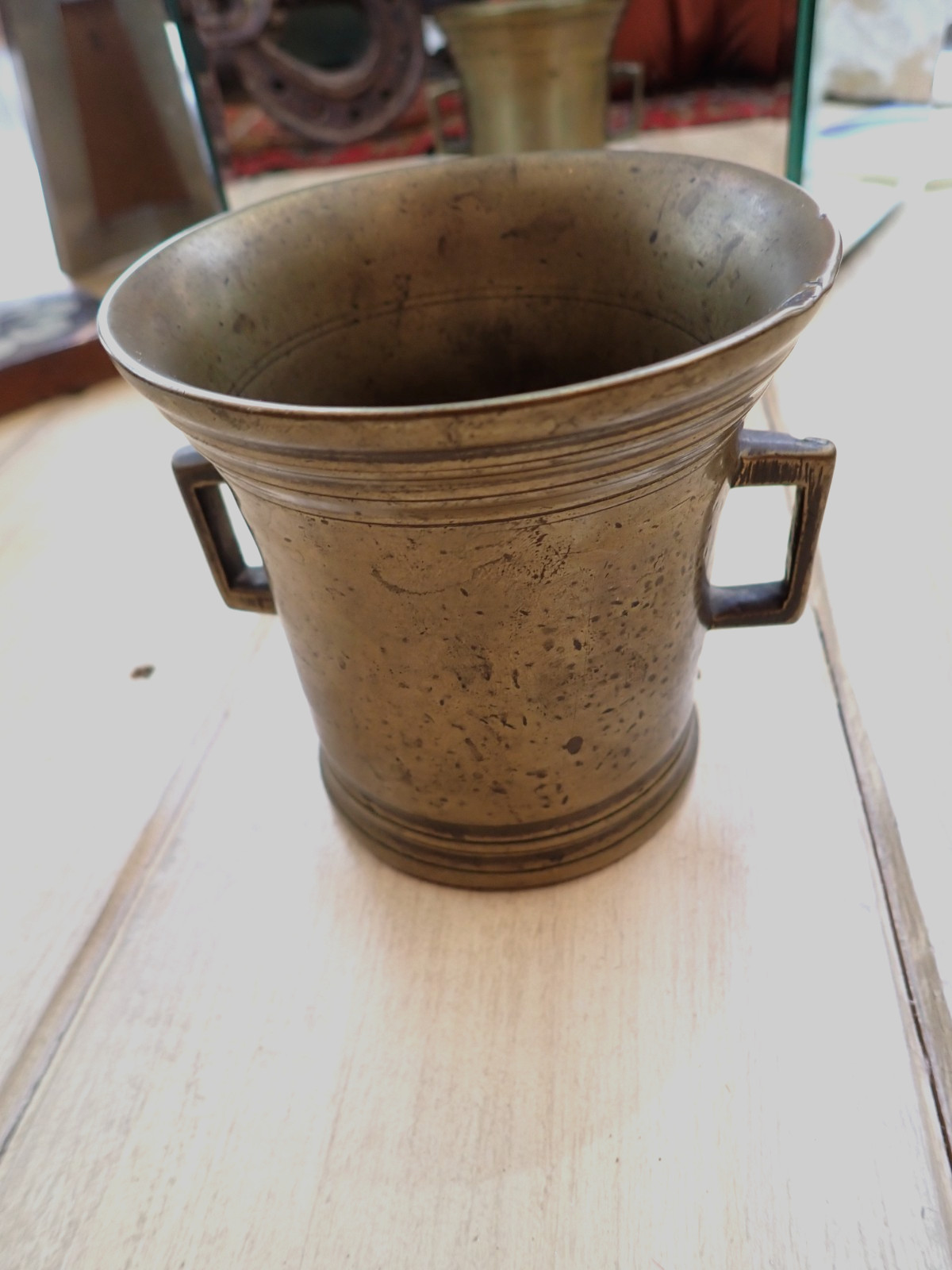 Antique Bronze Apothecary Mortar with Handles 18th C or Earlier Great Patina!