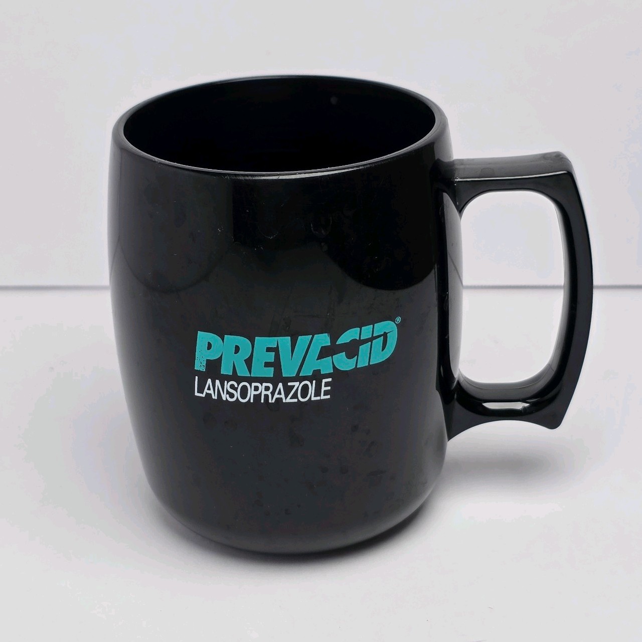 *rare* Prevacid Black Plastic Mug Cup Pharmaceutical Drug Rep Merch