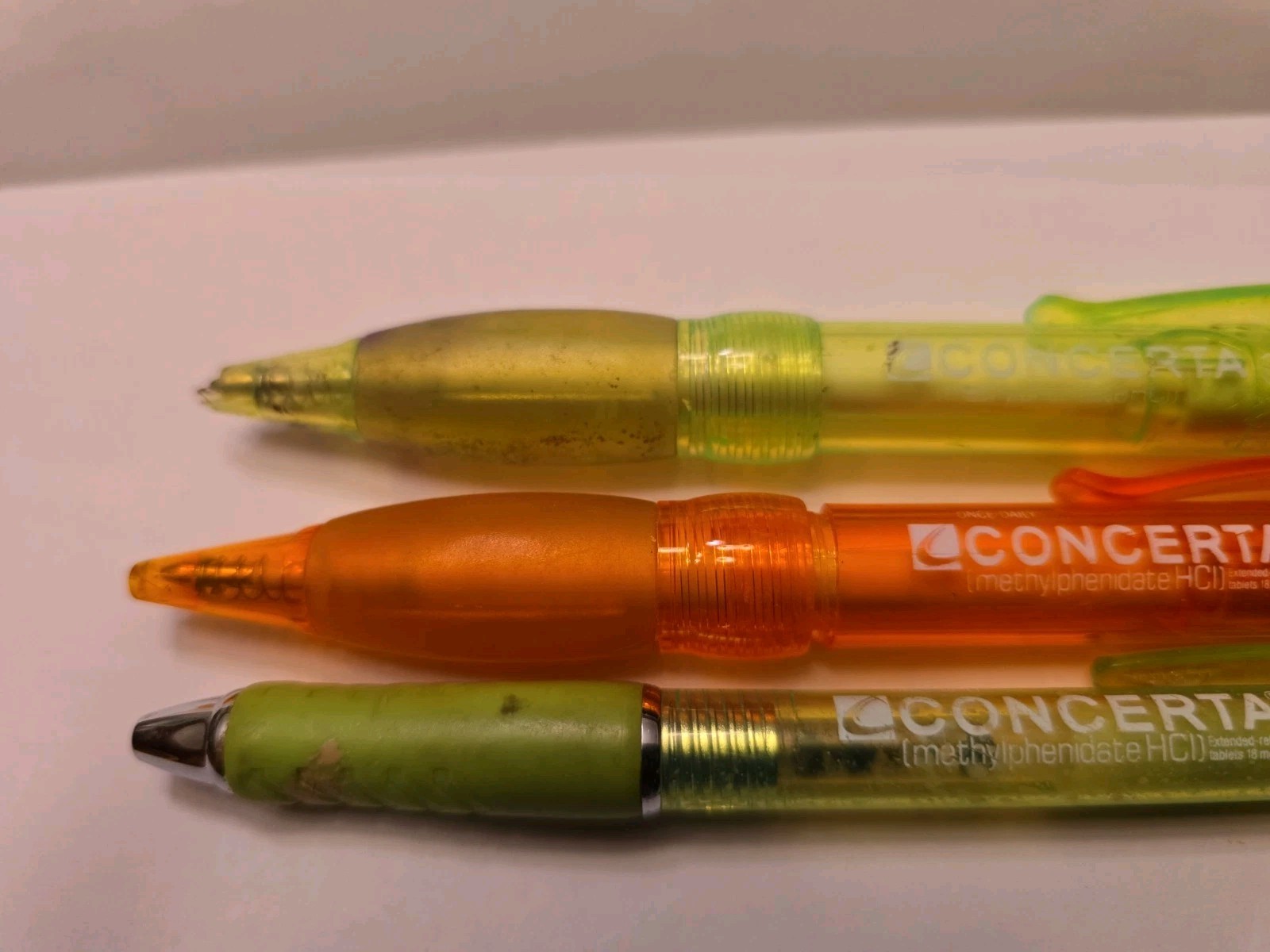 Concerta Pens Green Orange Pharmaceutical Drug Rep Promo Collectible Medical