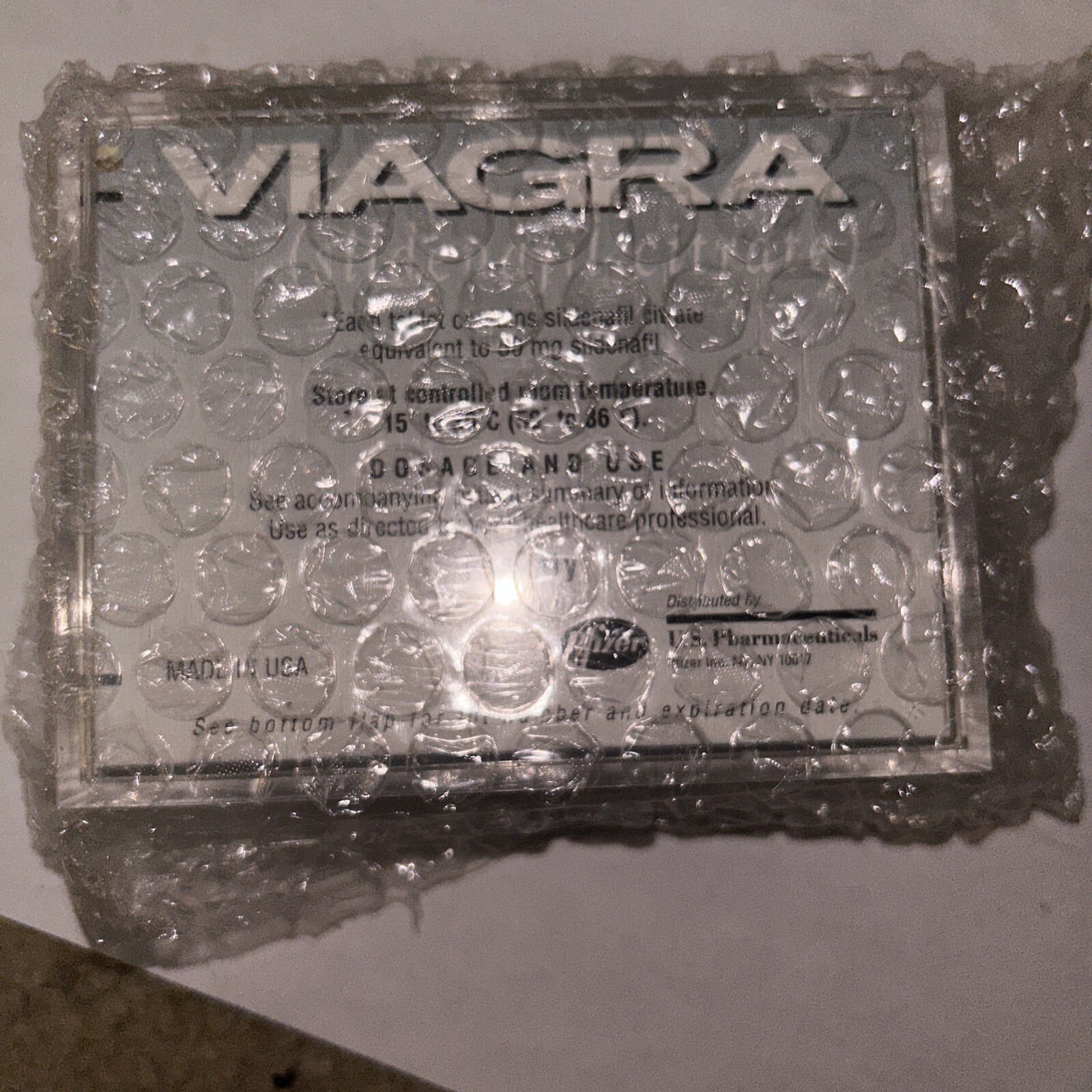 Vintage Viagra Paperweight in Original Box Blue Pill Gag Gift Drug Rep Pfizer