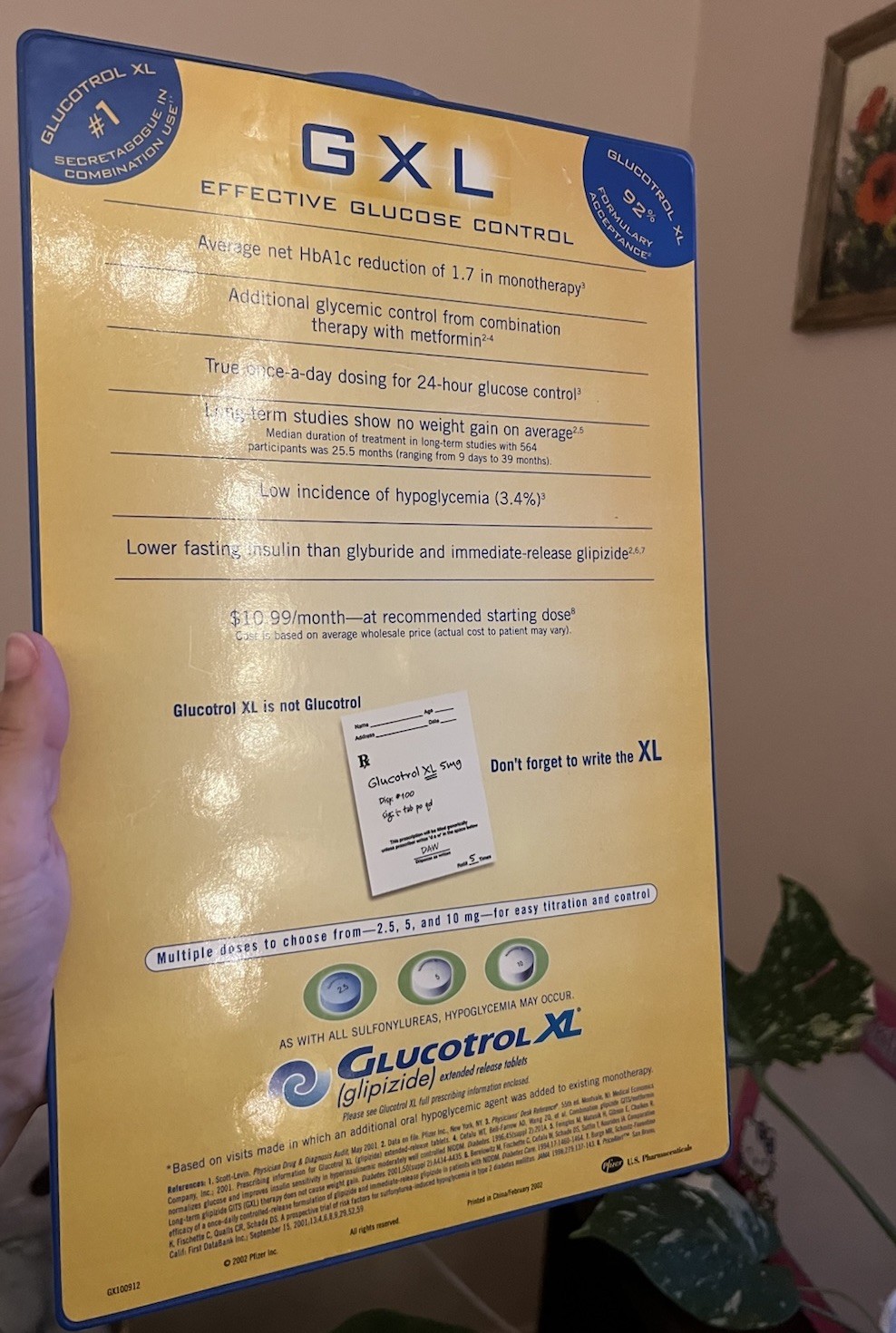 Glucotrol XL (glipizide) Clipboard Vintage Pharma Rep Merch 2002 Pfizer