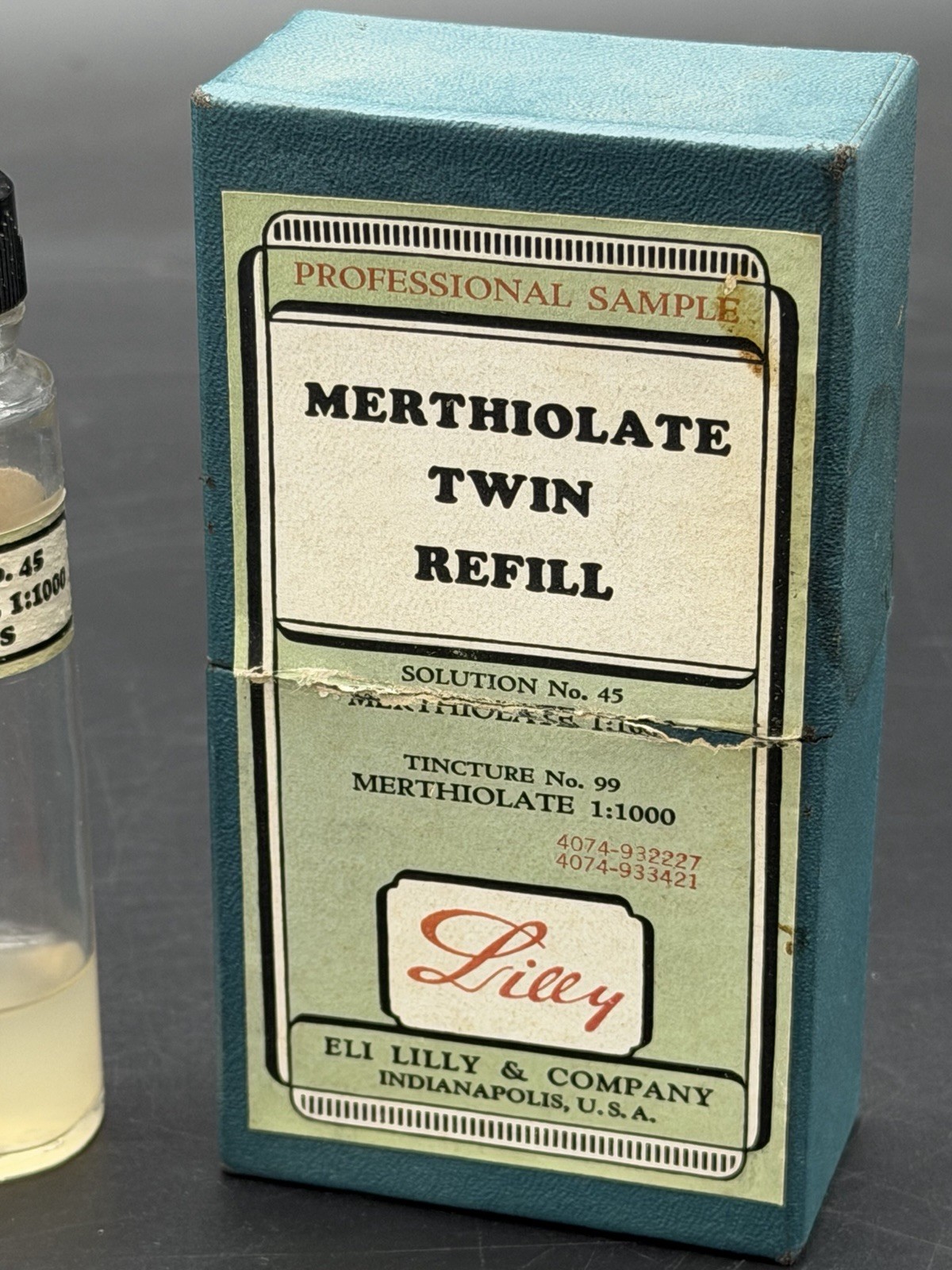 Vintage Eli Lilly Merthiolate Twin Refill Professional Sample Set, Pharmacy Box