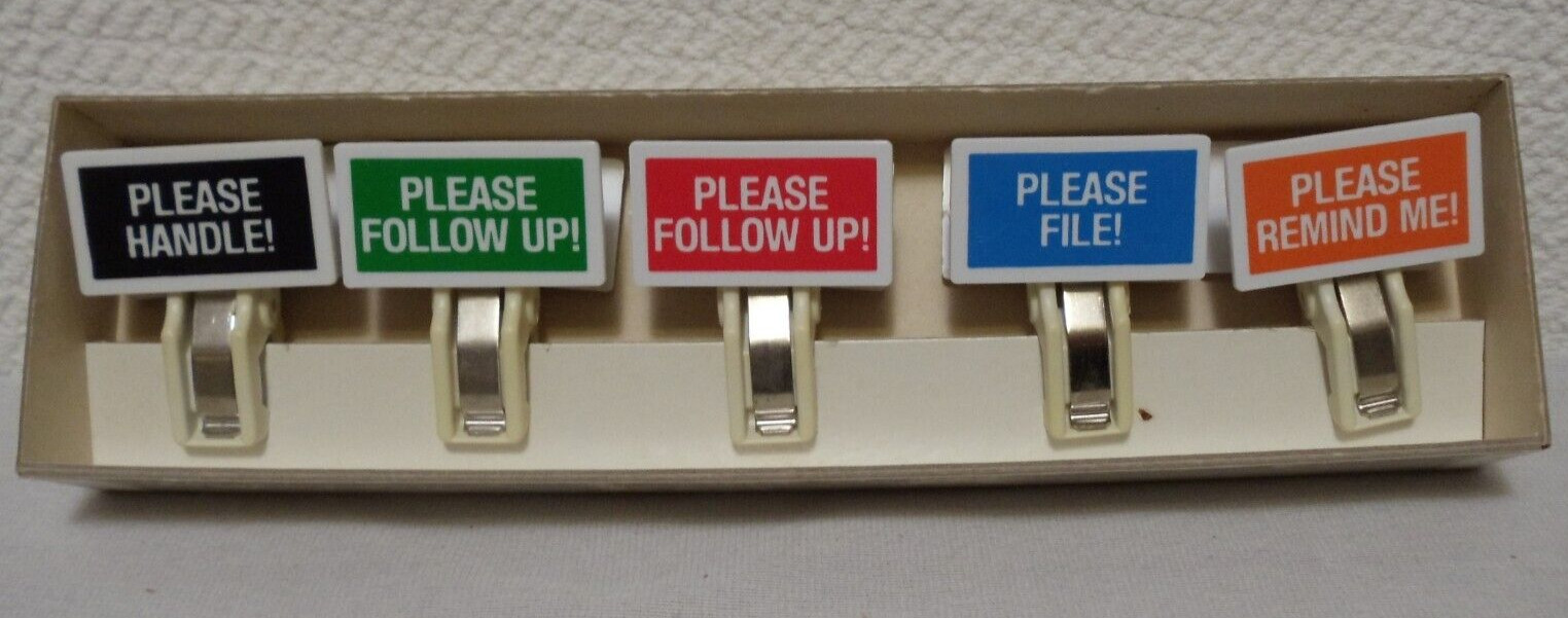 Vintage 1985 Bristol Labs Ultracef Plastic Binder Clips Reminders Organizers BOX
