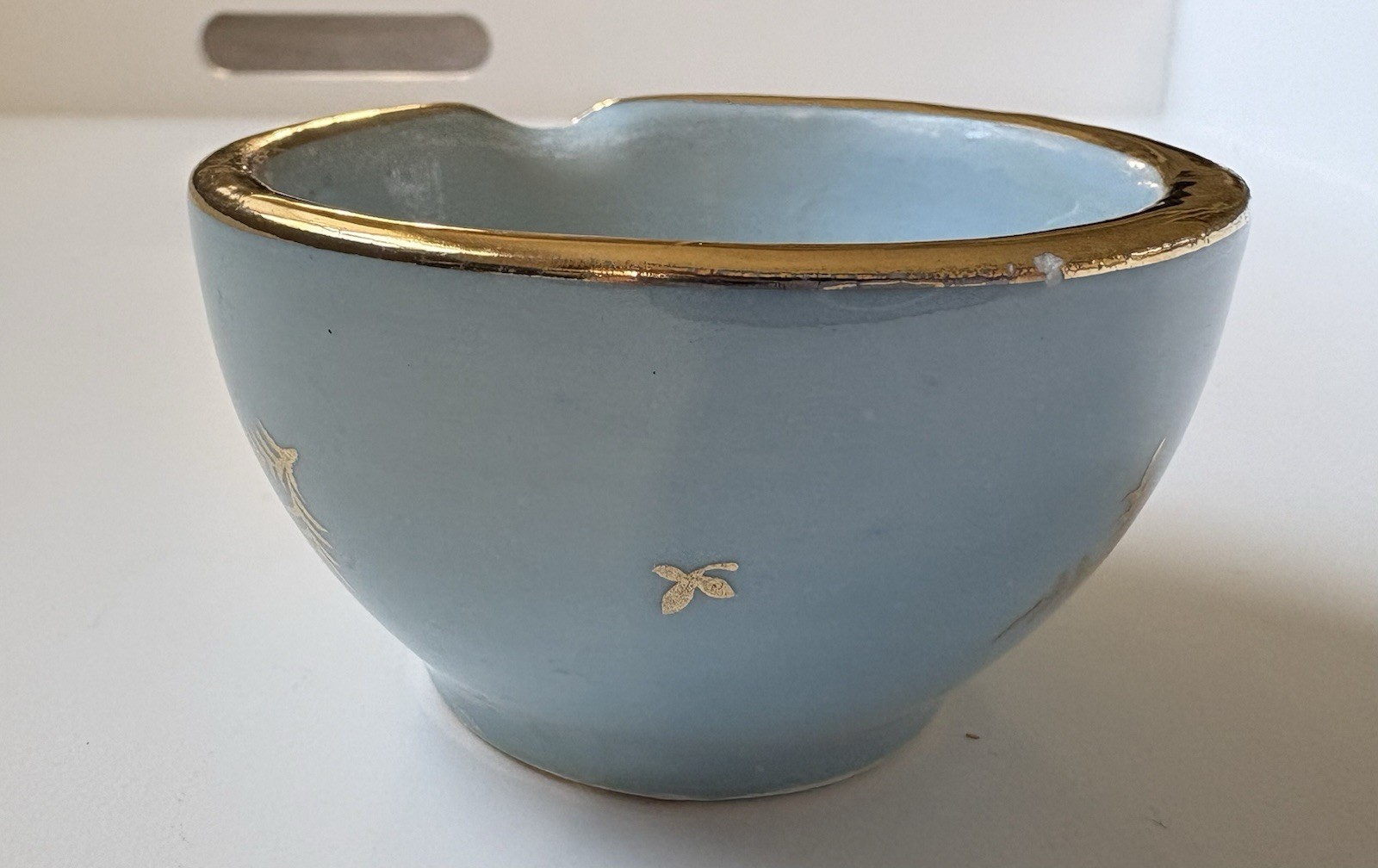 VTG Limoges Pharmacy Apothecary Mortar blue & gold 1954 Halifax MT Nicolas CPhA