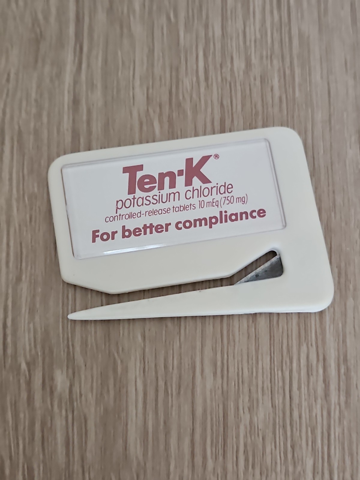 Ten-K Potassium Pharmaceutical Drug Rep Letter Opener Vintage 80s Geigy Pharma