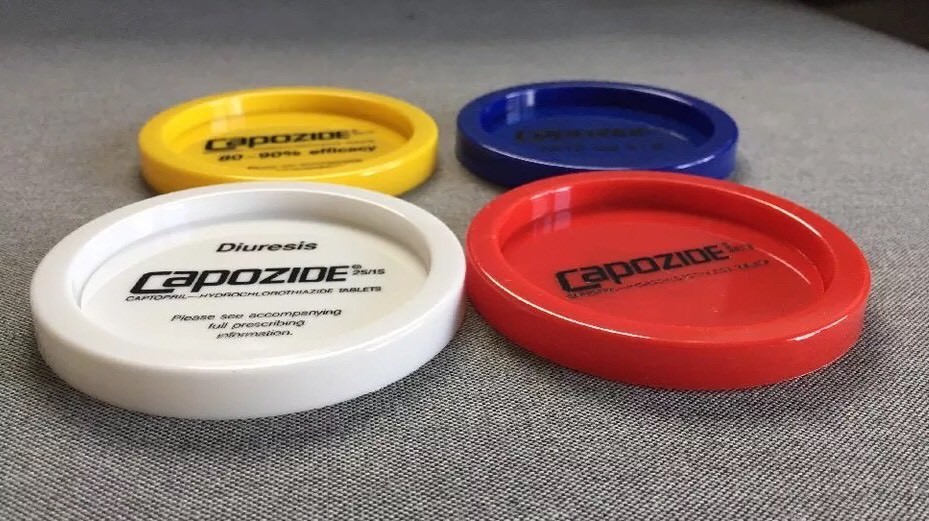 Drug Rep Advertising Capozide Plastic Coasters, Vintage Pharmaceutical 70’s/80’s