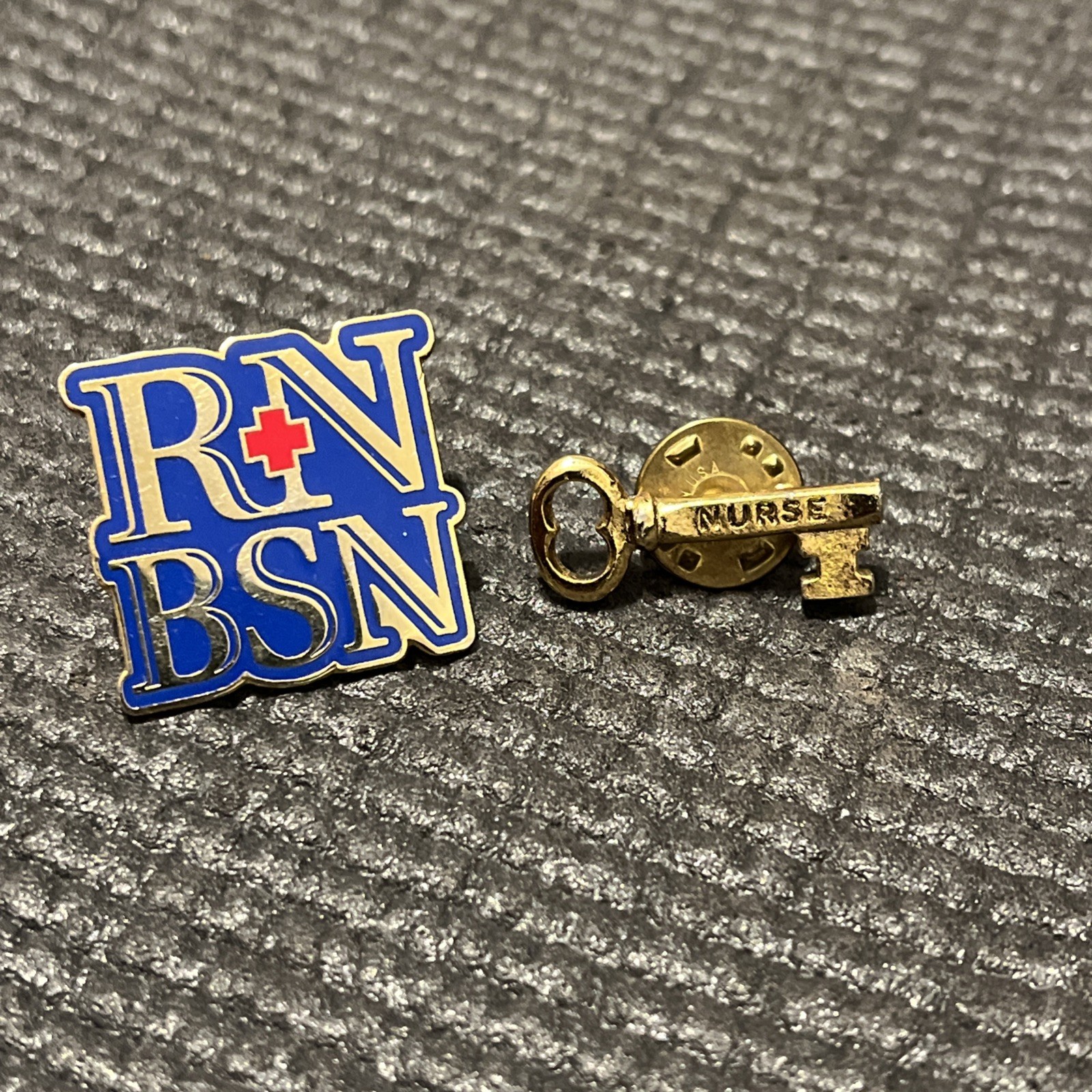 RN BSN Nurse Lapel Pin lot of 2 Gold tone Key P64