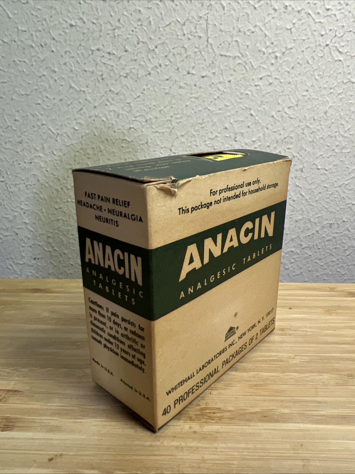 RARE Vtg 1960s ANACIN BOX pharmaceutical physician sample doctor MEDS pills