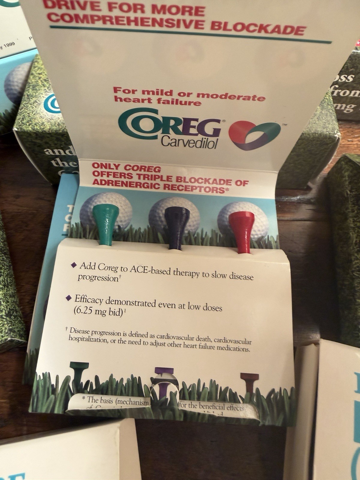Pharmaceutical Drug Rep Collectibles Golf Balls Tees Sales Rep Advertising Heart