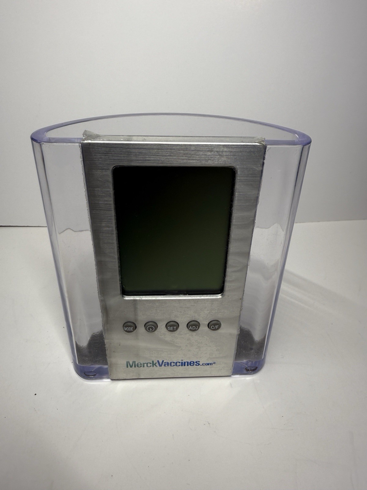 Vintage Merck Vaccines Desk Organizer w/ Digital LCD Clock Thermometer