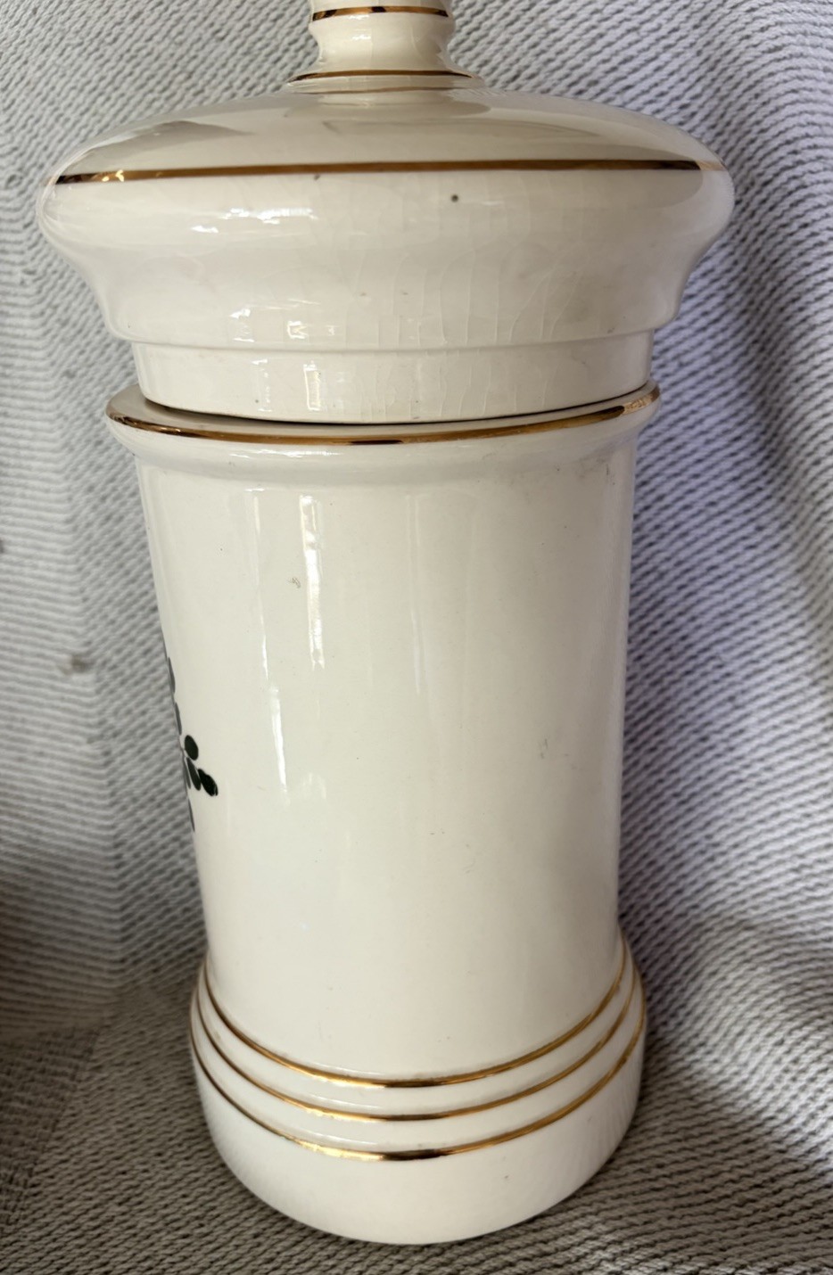 VINTAGE APOTHECARY MEDICINE PHARMACY DRUGSTORE JAR “BLAIR POTTERY” Oleum Myrcae