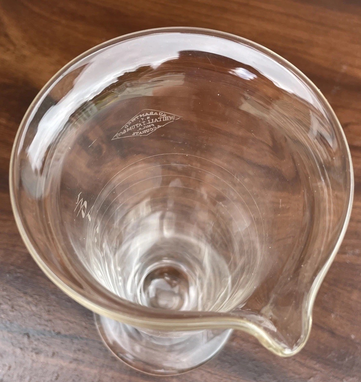 Antique Hand Blown Glass Laboratory Apothecary Beaker 5 1/2″ Whitall Tatum & Co.