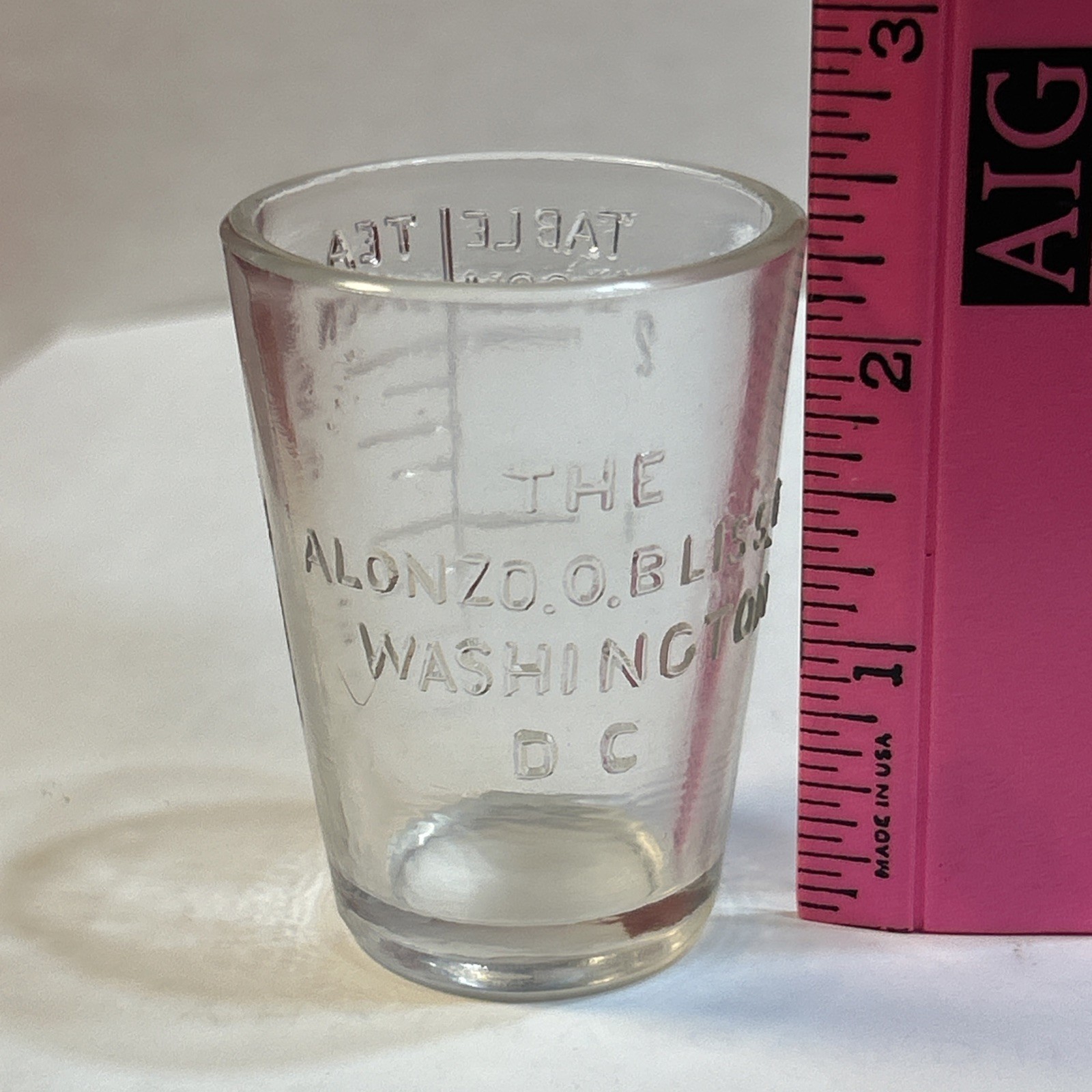 Antique Apothecary Dose Measurement Glass Our Native Herbs Alonzo O. Bliss Co