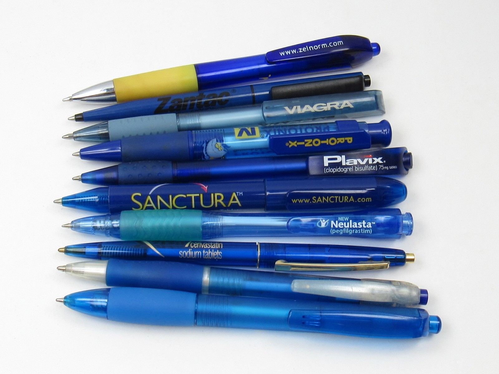 Lot of 10 PENS Drug Rep Pharmaceutical Promo Medical Advertising Shades of Blue