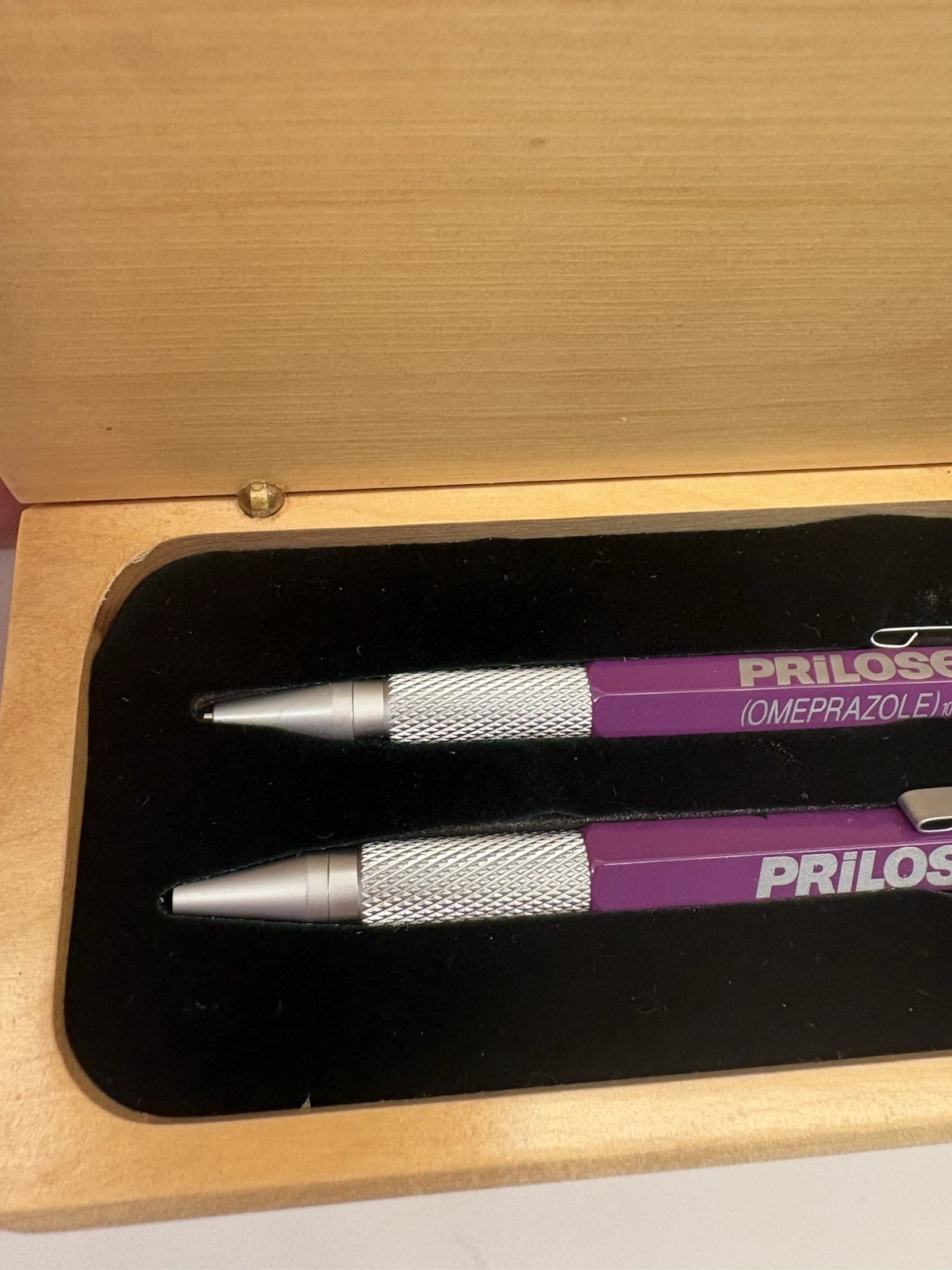 Prilosec Pen Pencil Set Wood Case Pharmaceutical Drug Rep Advertising