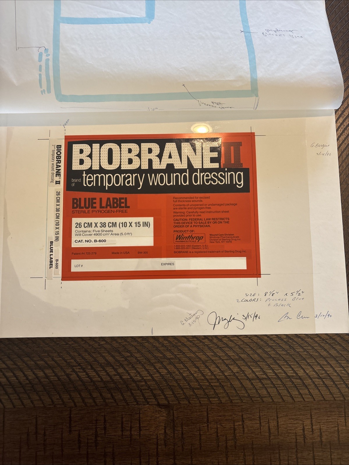 Lot Of 5 BIOBRANE II Signed Original Label Art Works Winthrop Pharma w/ Booklet