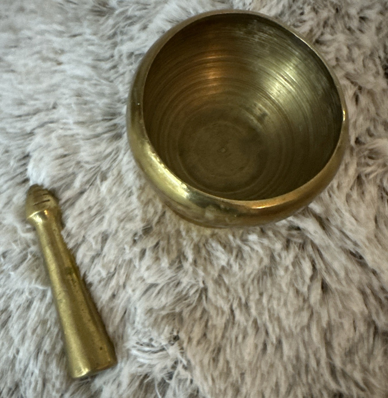Vintage Solid Brass Small Mortar and Pestle Spice/Herb Grinder Resonant sound