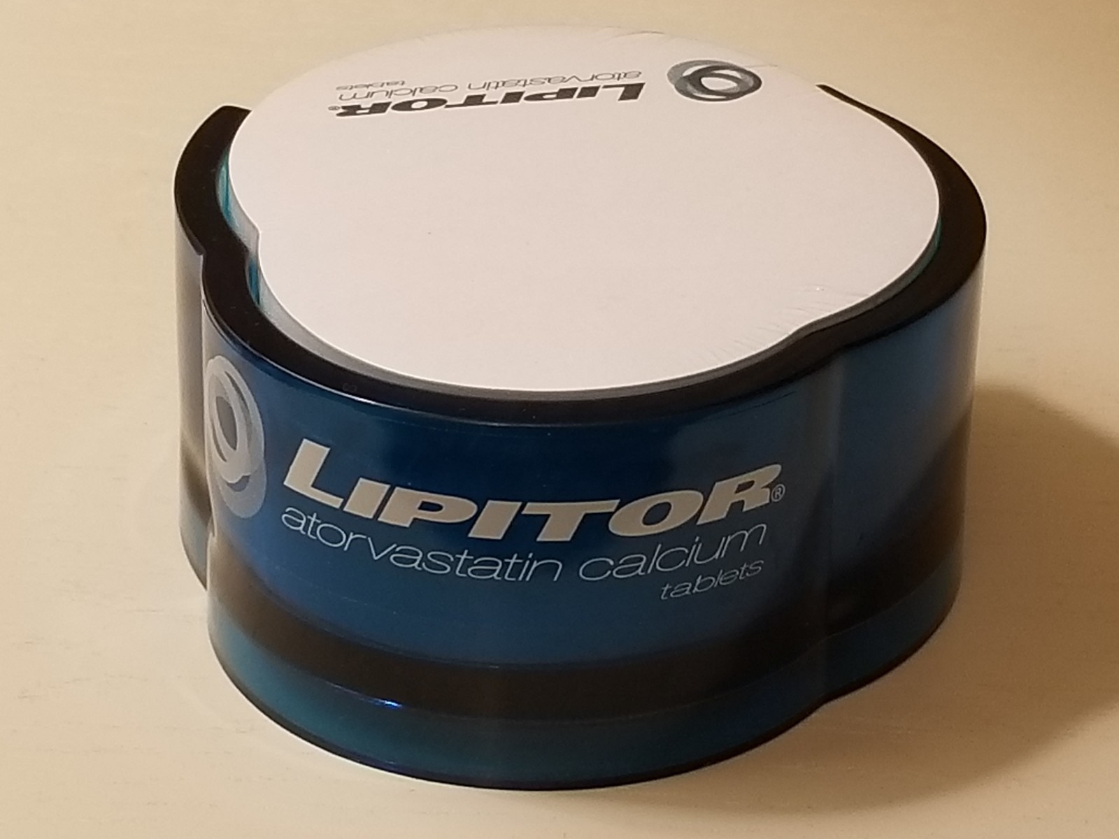 Lipitor Pharma Drug Rep Sticky Note Pad & Blue Acrylic Desk Holder