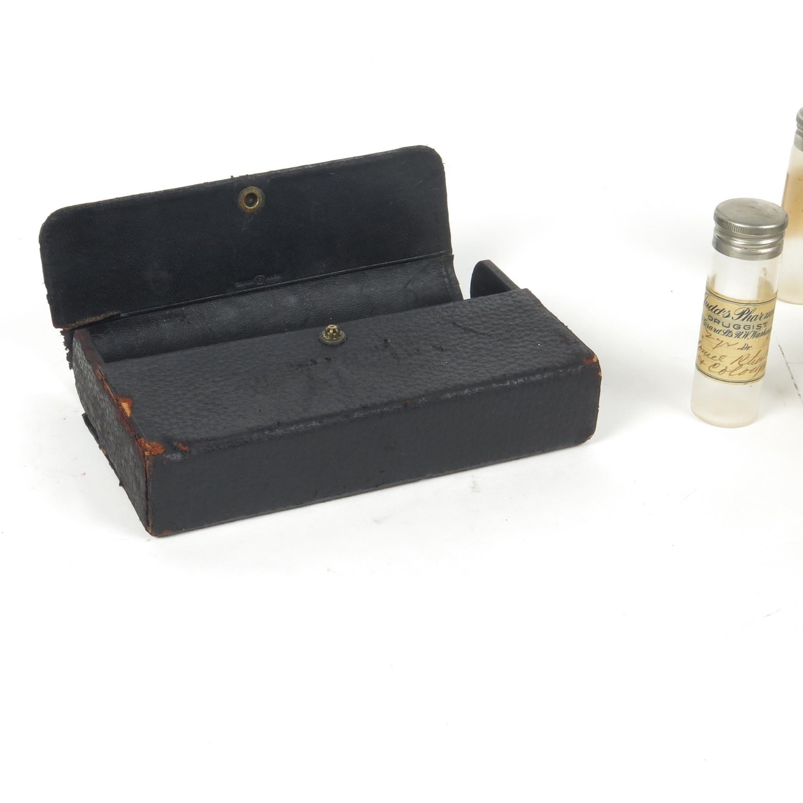 Antique Doctor Travel Medical Kit Apothecary Leather Case Empty Vials