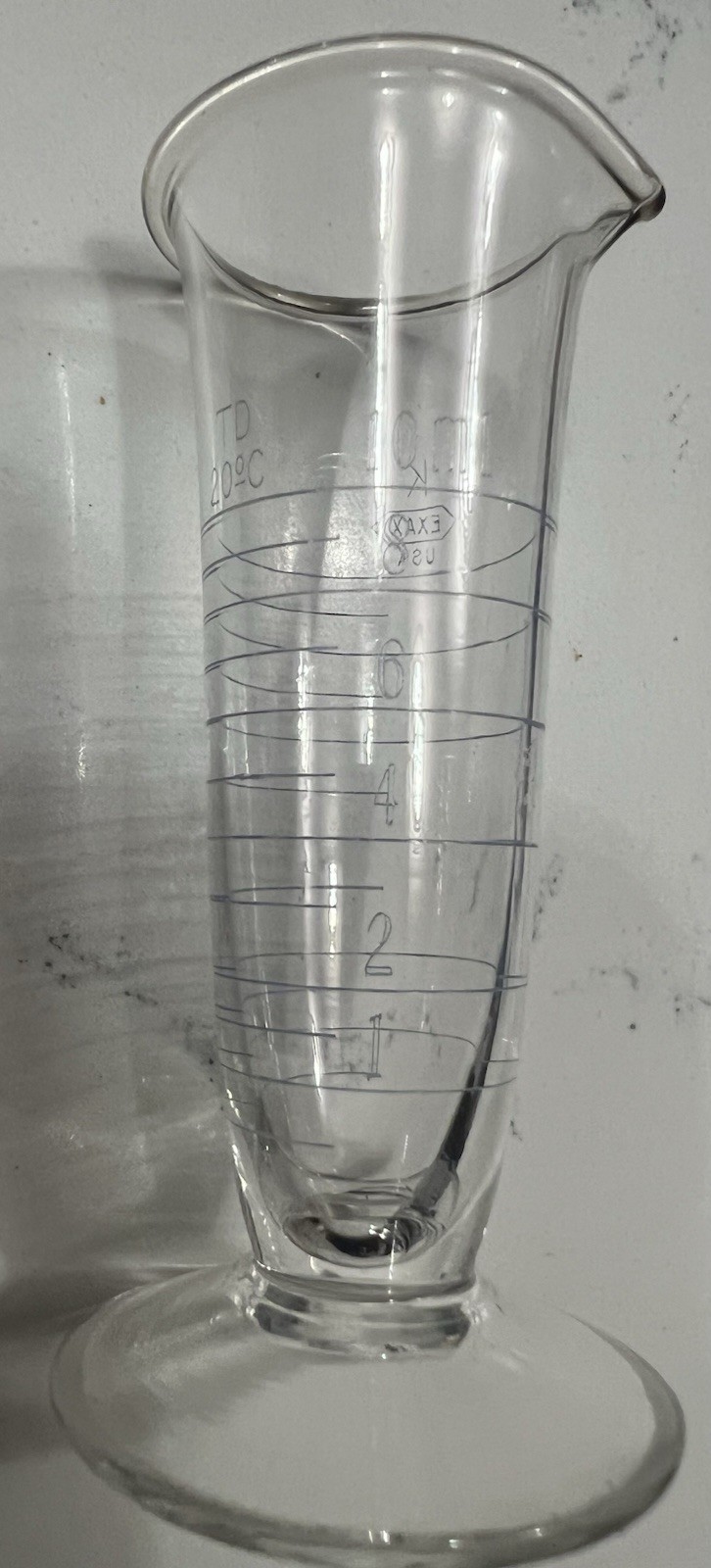 VTG Kimble Exax 10 ML Blue Calibrated Small Glass Apothecary Beaker 1940’s USA