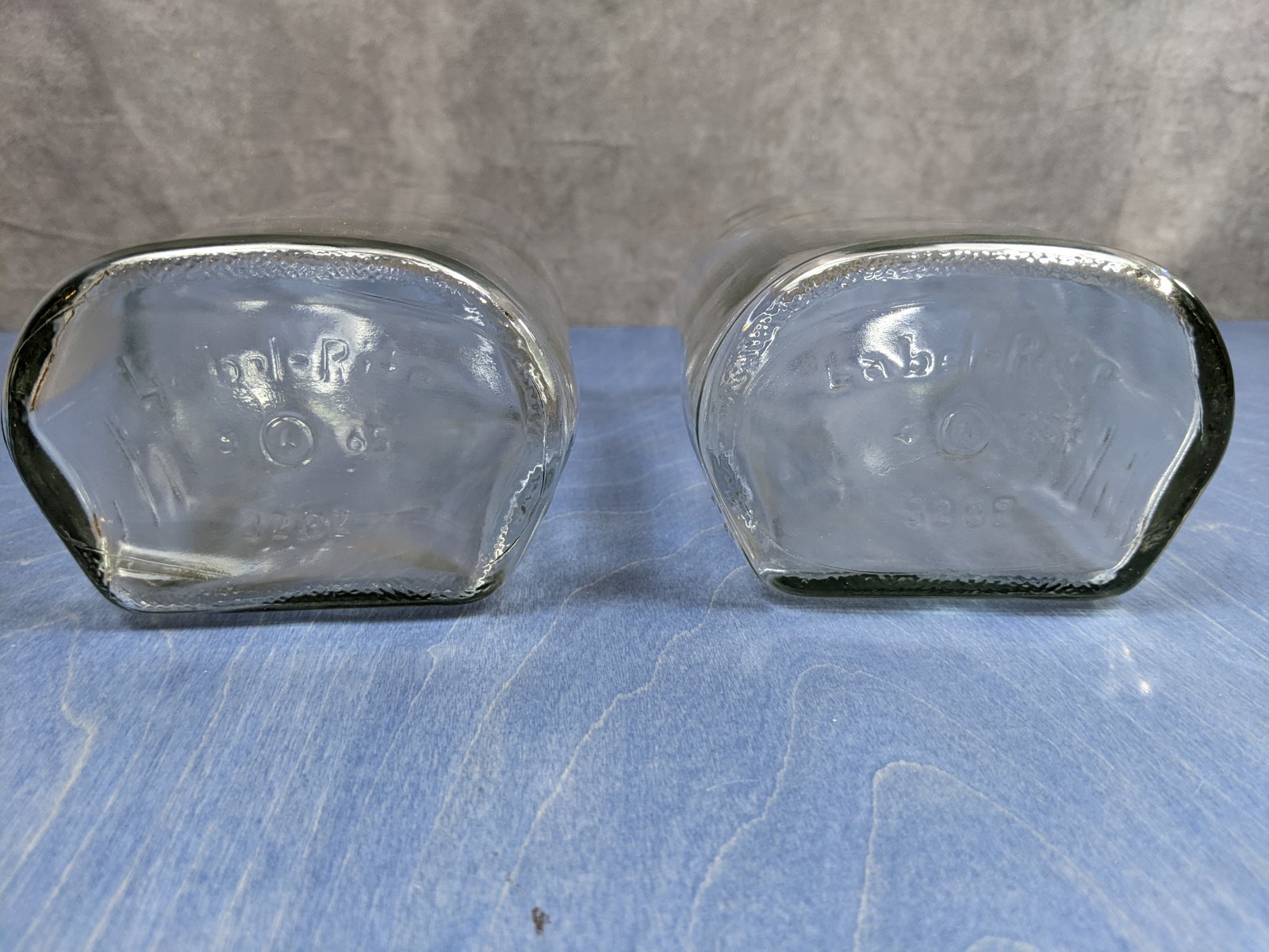 Lot of 2 Vintage Label-Rite 32 oz Glass Bottles Caps Pharmacy Graduated Embossed