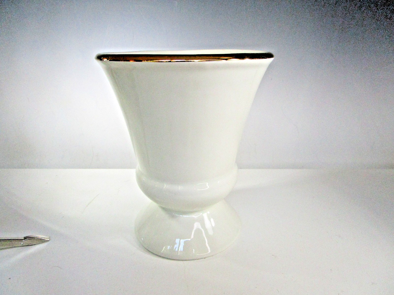 Owens Illinois RX Porcelain Mortar & Pestle White Gilt 7″ Pharmacy