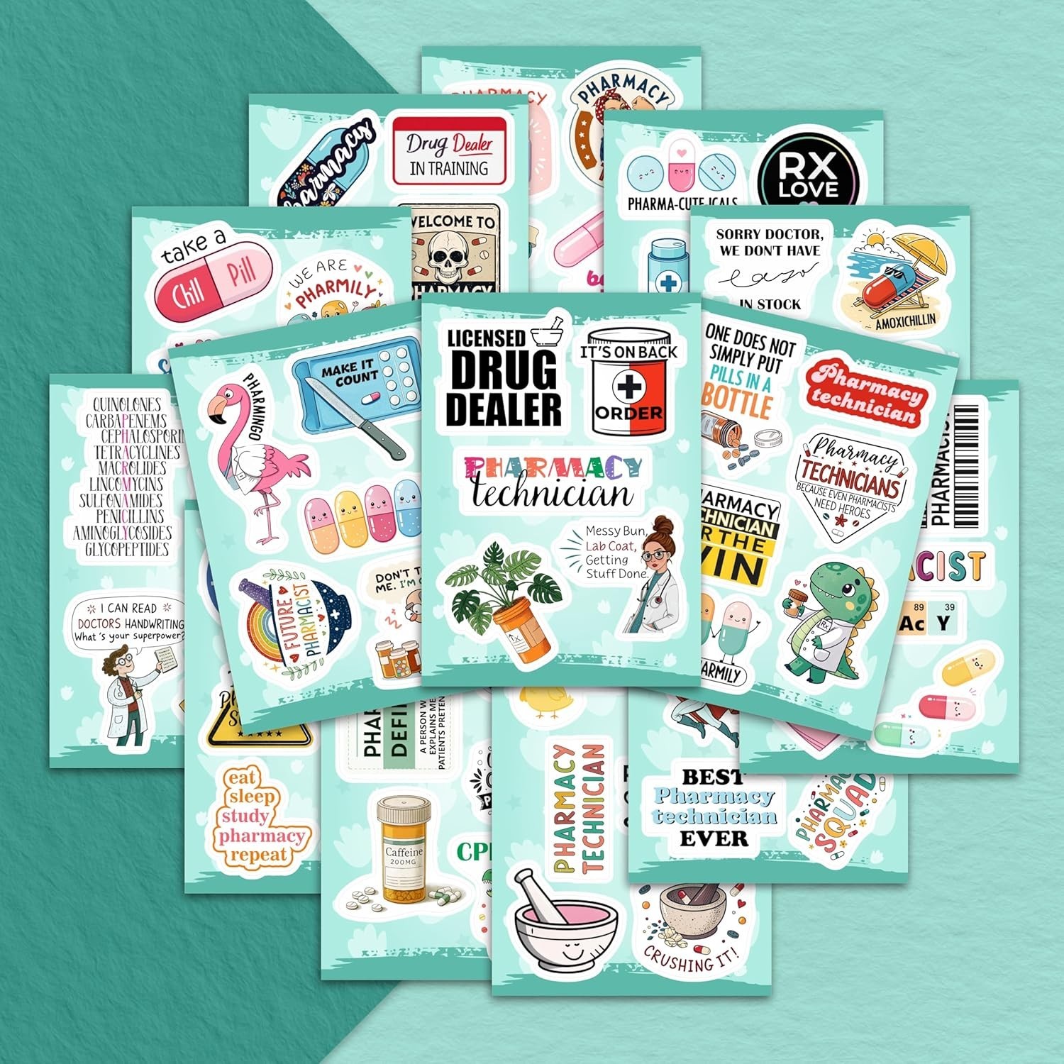100 Funny Pharmacist Waterproof Stickers – Perfect for Laptops & Water Bottles