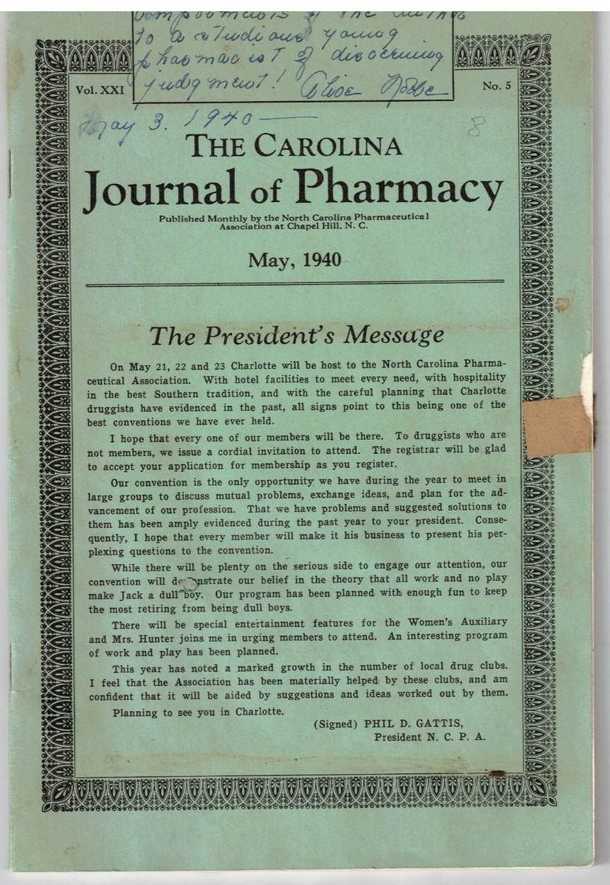 VTG 1940 DRUGGIST CONVENTION SOUVENIR BOOK! CHARLOTTE, NC! ADS/HOTELS/PICTURES!