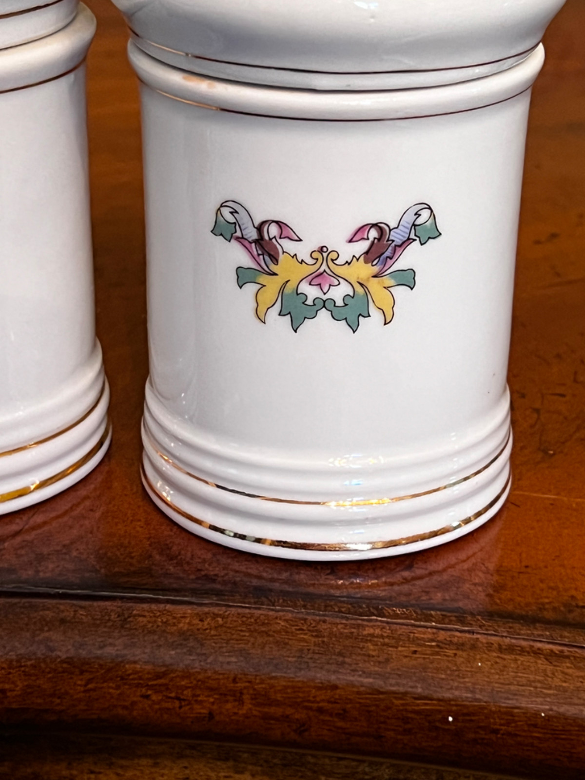 Vintage DOM Japan Set Of 2 Latin Apothecary Jars Pulvis Salsus