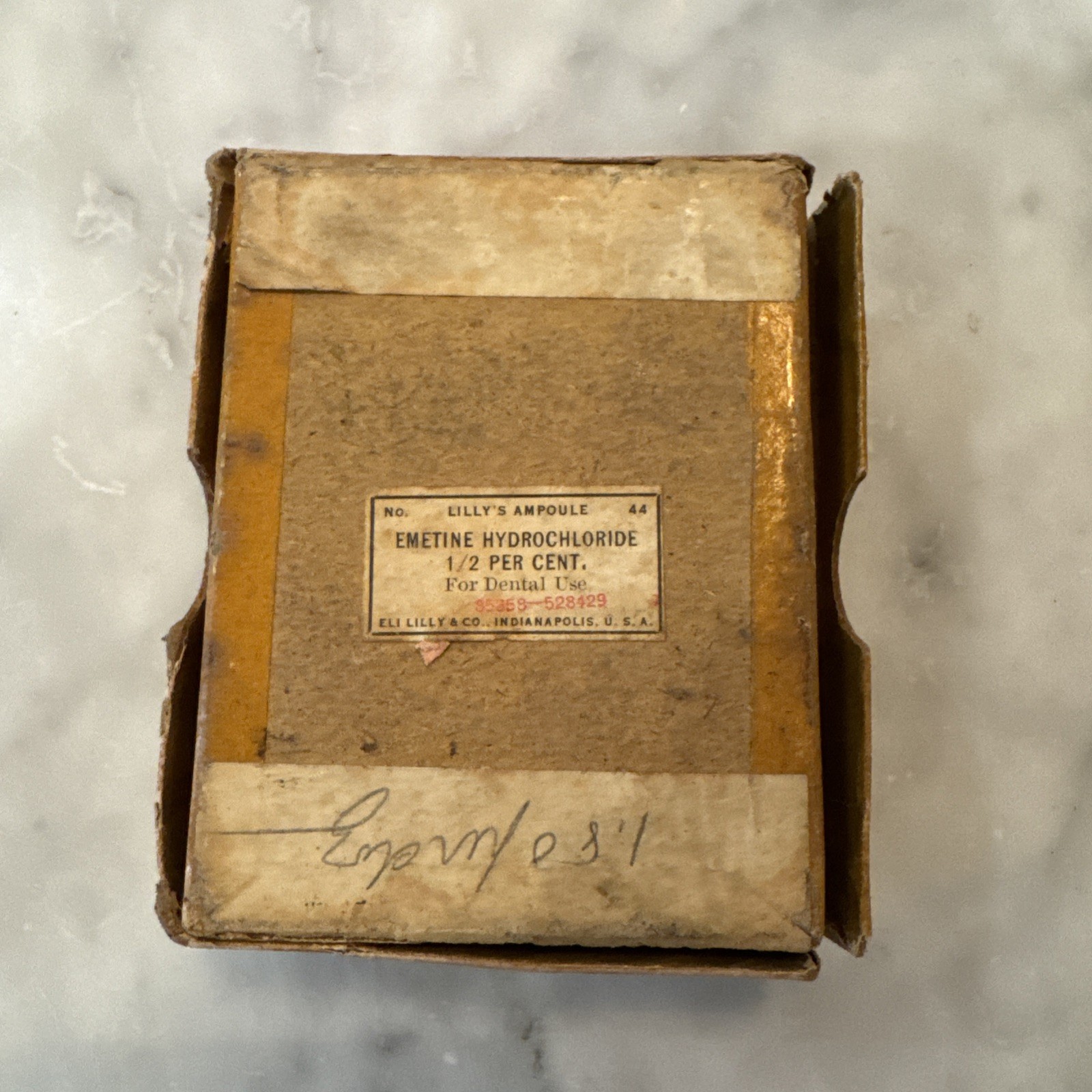 Antique Eli Lilly & Co USA Emetine Hydrochloride for Dental Use-Rare-Not For Use