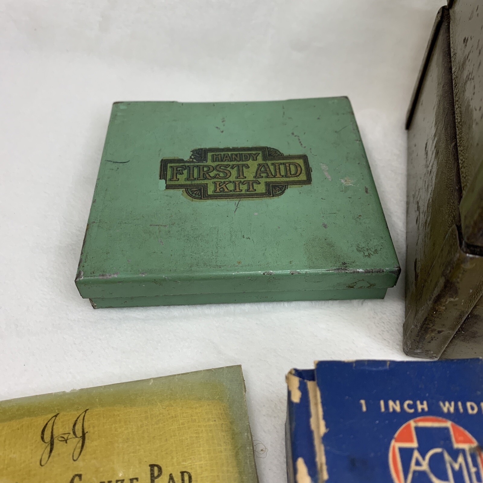 Vintage Medical First Aid Box Kit Green Metal Anahist Acme Johnson Mercurochrome